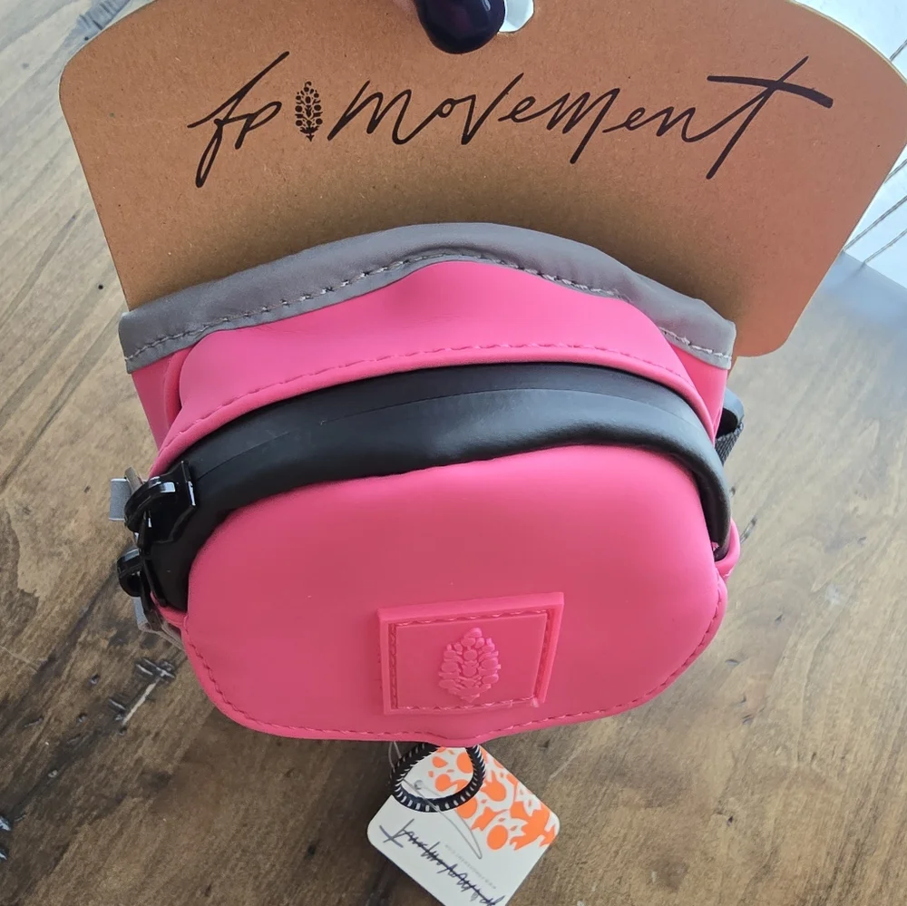 Free People Pink and Black Crossbody Pouch